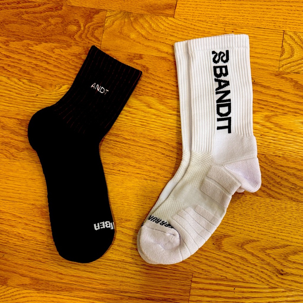Bandit running Black and White cushion run Crew Socks